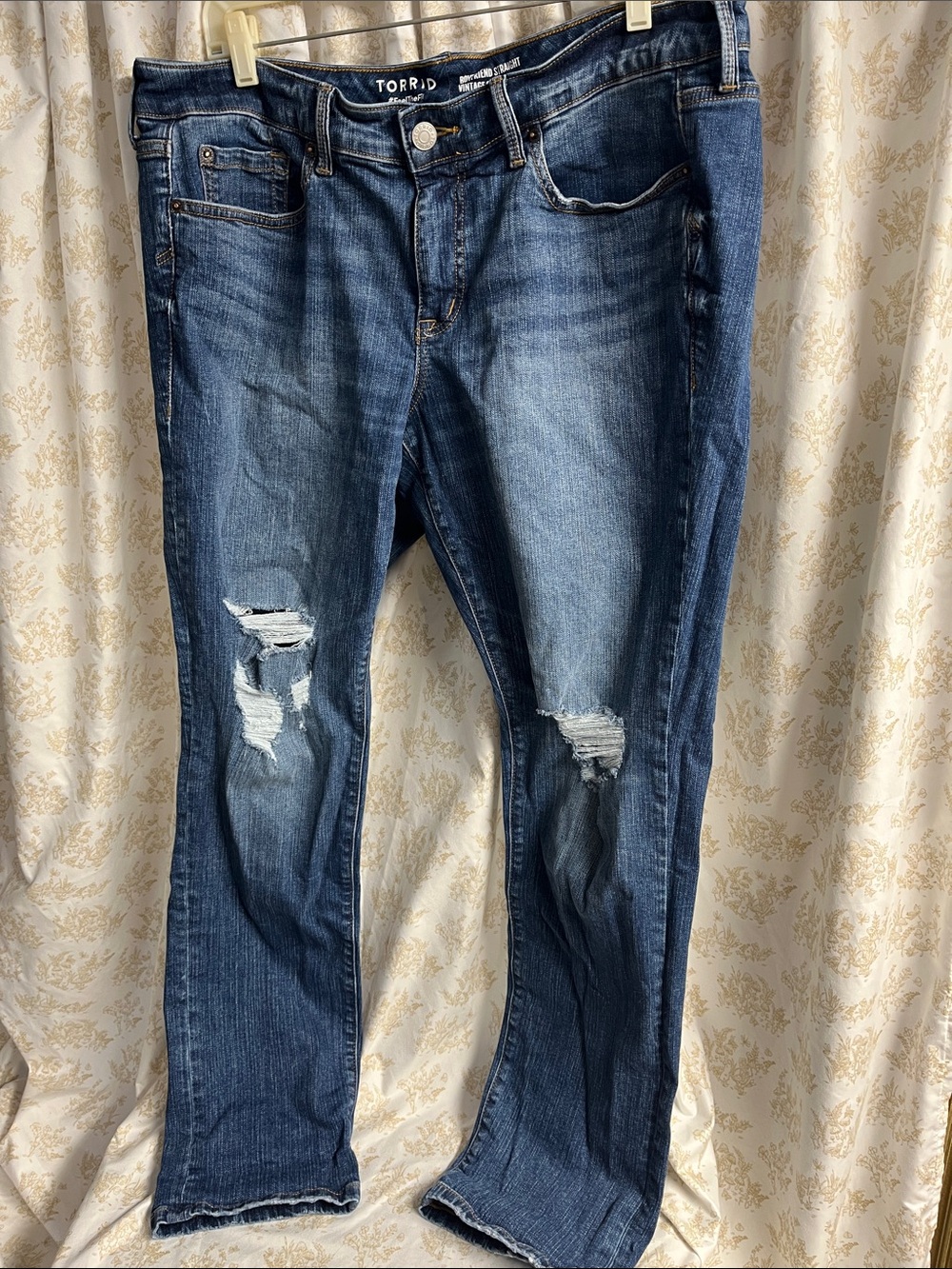 torrid Distressed Dark Blue Jeans
